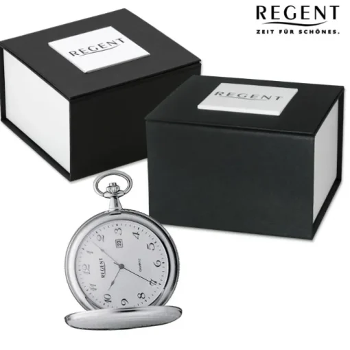 Regent Herren Taschenuhr Analog Gehäuse silber URP751