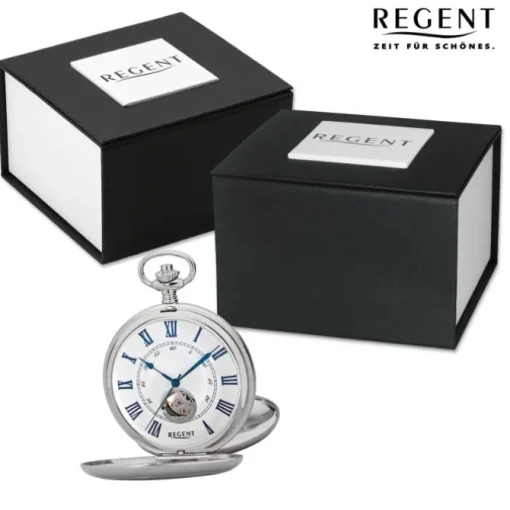 Regent Herren Taschenuhr Analog Gehäuse silber URP707