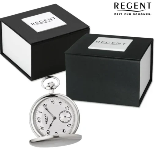 Regent Herren Taschenuhr Analog Gehäuse silber URP717