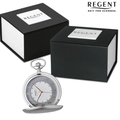 Regent Herren Taschenuhr Analog Gehäuse silber URP728