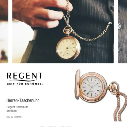 Regent Herren Taschenuhr Analog Gehäuse rosegold URP761