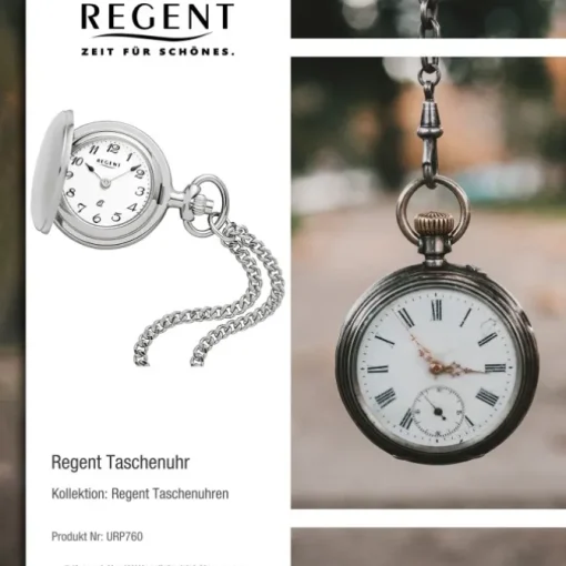 Regent Herren Taschenuhr Analog Gehäuse silber URP760