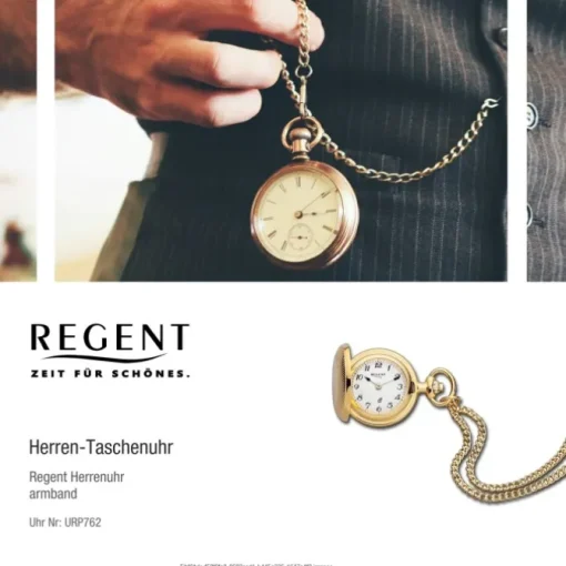 Regent Herren Taschenuhr Analog Gehäuse gold URP762