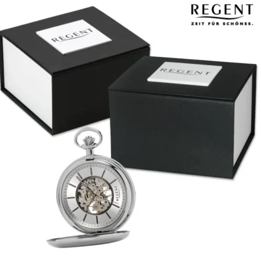Regent Herren Taschenuhr Analog Gehäuse silber URP769