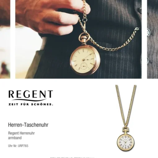 Regent Herren Taschenuhr Analog Gehäuse gold URP765