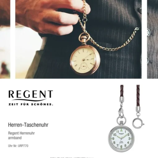 Regent Herren Taschenuhr Analog Gehäuse silber URP770