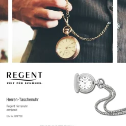 Regent Herren Taschenuhr Analog Gehäuse silber URP760