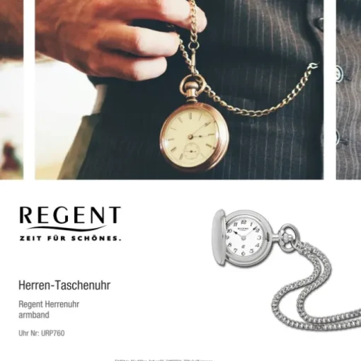 Regent Herren Taschenuhr Analog Gehäuse silber URP760