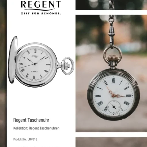 Regent Herren Taschenuhren verchromt Handaufzug mechanisch URP718 URP018