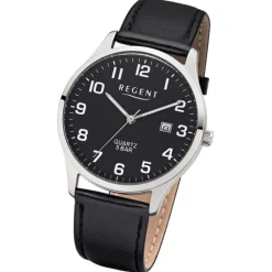 Regent Herren-Armbanduhr 32-1113406 Quarz-Uhr Leder-Armband schwarz UR1113406