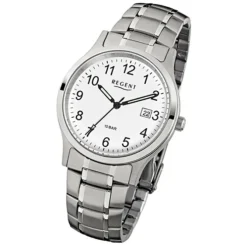 Regent Herren-Armbanduhr - Metallarmband - Quarz Edelstahl silber, grau URF775
