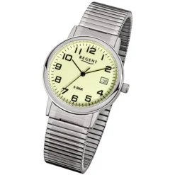 Regent Herren-Armbanduhr F-706 Quarz-Uhr Stahl-Armband silber URF706