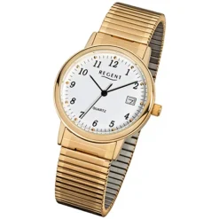 Regent Herren-Armbanduhr F-707 Quarz-Uhr Stahl-Armband gold URF707