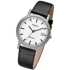Regent Herren-Armbanduhr 32-F-1108 Quarz-Uhr Titan-Armband schwarz URF1108