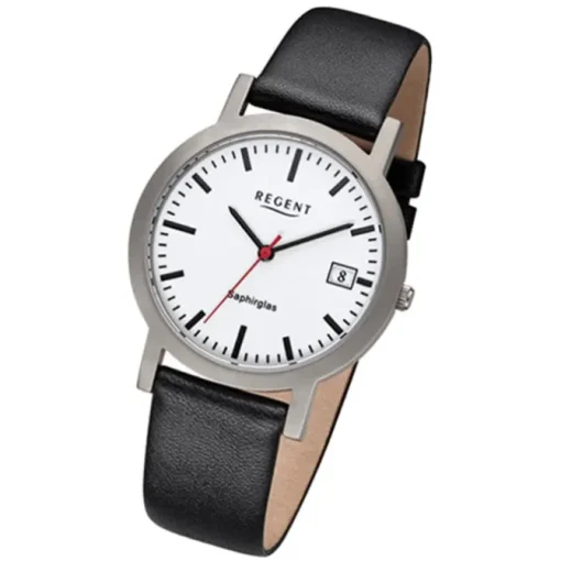 Regent Herren-Armbanduhr 32-F-1108 Quarz-Uhr Titan-Armband schwarz URF1108