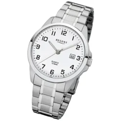 Regent Herren-Armbanduhr 32-F-1009 Quarz-Uhr Edelstahl-Armband silber URF1009