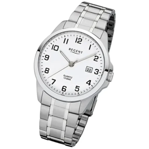 Regent Herren-Armbanduhr 32-F-1009 Quarz-Uhr Edelstahl-Armband silber URF1009