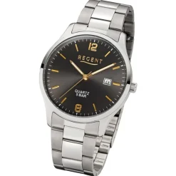 Regent Herren-Armbanduhr F-1177 Quarz-Uhr Edelstahl-Armband silber UR1153401