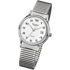 Regent Herren-Armbanduhr F-874 Quarz-Uhr Stahl-Armband silber URF874