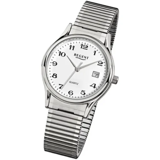 Regent Herren-Armbanduhr F-874 Quarz-Uhr Stahl-Armband silber URF874