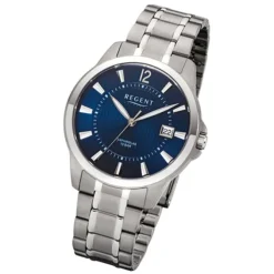 Regent Herren-Armbanduhr 32-F-1111 Quarz-Uhr Titan-Armband silber grau URF1111