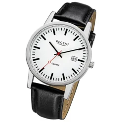Regent Herren-Armbanduhr 32-F-1027 Quarz-Uhr Leder-Armband schwarz URF1027