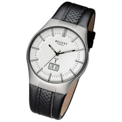 Regent Herren-Armbanduhr 32-FR-217 Funkuhr Leder-Armband schwarz URFR217
