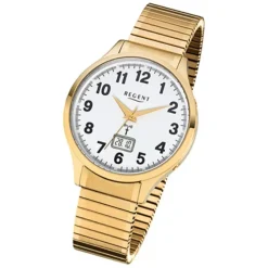 Regent Herren-Armbanduhr 32-FR-209 Funkuhr Edelstahl-Armband gold URFR209