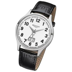 Regent Herren-Armbanduhr 32-FR-228 Funkuhr Leder-Armband schwarz URFR228