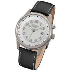Regent Herren-Armbanduhr 32-F-846 Quarz-Uhr Leder-Armband schwarz URF846