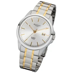 Regent Herren-Armbanduhr 32-F-1013 Edelstahl-Armband silber gold URF1013