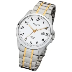 Regent Herren-Armbanduhr 32-F-1014 Edelstahl-Armband silber gold URF1014