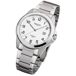 Regent Herren-Armbanduhr F-923 Quarz-Uhr Stahl-Armband silber grau URF923