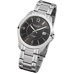 Regent Herren-Armbanduhr F-527 Quarz-Uhr Stahl-Armband silber URF527