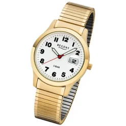 Regent Herren-Armbanduhr 32-F-1017 Quarz-Uhr Edelstahl-Armband gold URF1017