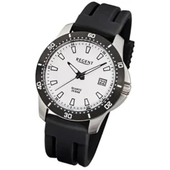 Regent Herren-Armbanduhr F-912 Quarz-Uhr Kunststoff-Armband schwarz URF912