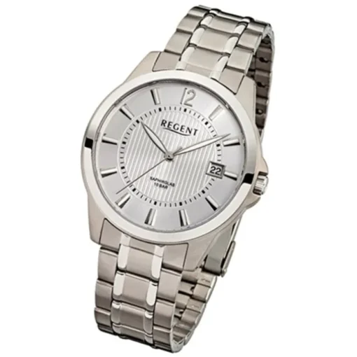 Regent Herren-Armbanduhr F-554 Quarz-Uhr Titan-Armband silber URF554
