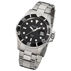 Regent Herren-Armbanduhr F-371 Quarz-Uhr Stahl-Armband silber URF371