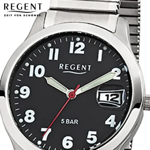 Regent Herren-Armbanduhr F-895 Quarz-Uhr Stahl-Armband silber URF895