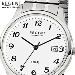 Regent Herren-Armbanduhr F-875 Quarz-Uhr Stahl-Armband silber URF875