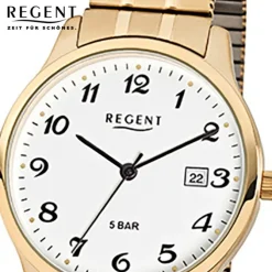 Regent Herren-Armbanduhr F-876 Quarz-Uhr Stahl-Armband gold URF876