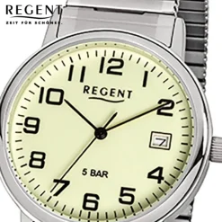Regent Herren-Armbanduhr F-706 Quarz-Uhr Stahl-Armband silber URF706