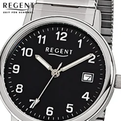 Regent Herren-Armbanduhr F-704 Quarz-Uhr Stahl-Armband silber URF704
