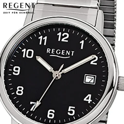 Regent Herren-Armbanduhr F-704 Quarz-Uhr Stahl-Armband silber URF704