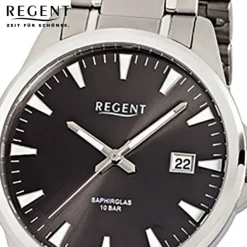 Regent Herren-Armbanduhr F-924 Quarz-Uhr Titan-Armband silber URF924