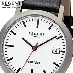 Regent Herren-Armbanduhr 32-F-1108 Quarz-Uhr Titan-Armband schwarz URF1108