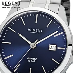 Regent Herren-Armbanduhr 32-F-1011 Quarz-Uhr Edelstahl-Armband silber URF1011