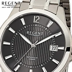 Regent Herren-Armbanduhr F-555 Quarz-Uhr Titan-Armband silber URF555