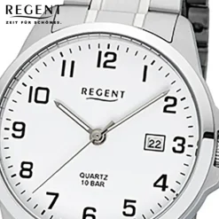 Regent Herren-Armbanduhr 32-F-1009 Quarz-Uhr Edelstahl-Armband silber URF1009