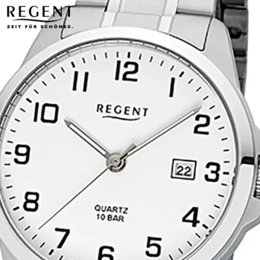 Regent Herren-Armbanduhr 32-F-1009 Quarz-Uhr Edelstahl-Armband silber URF1009